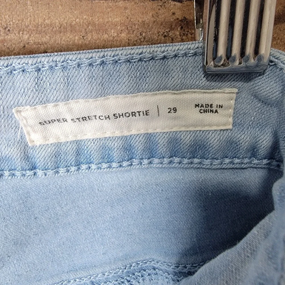 Pacsun Super Stretch Shortie Button Fly Light Wash‎ Denim Shorts Size 29